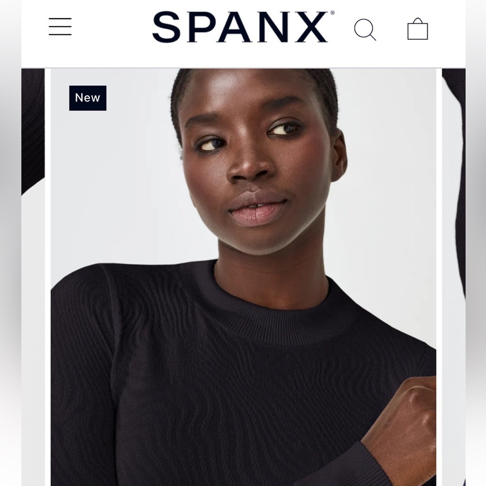 Spanx Women’s Seamless long sleeve swirl textured base layer top black XS NWT